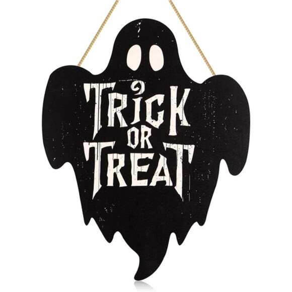 Halloween Ghost Door Sign Decorations Halloween Door Hanging Sign Wooden - Picture 1 of 8